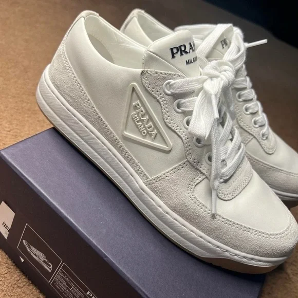 Gray and White Prada sneakers - Picture 4 of 7